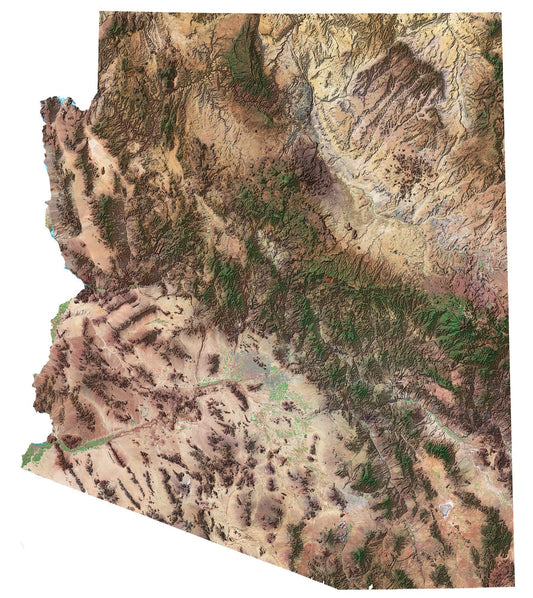 Arizona Satellite Map Glossy Poster Picture Photo Print Banner  Conversationprints