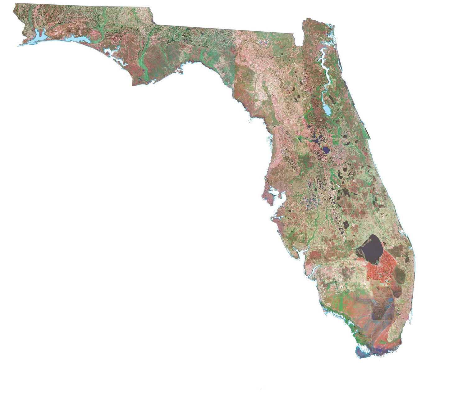 Florida Satellite Map Glossy Poster Picture Photo Print Banner  Conversationprints