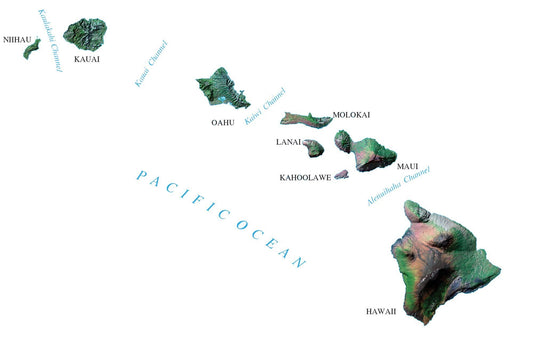 Hawaii Satellite Map Glossy Poster Picture Photo Print Banner  Conversationprints