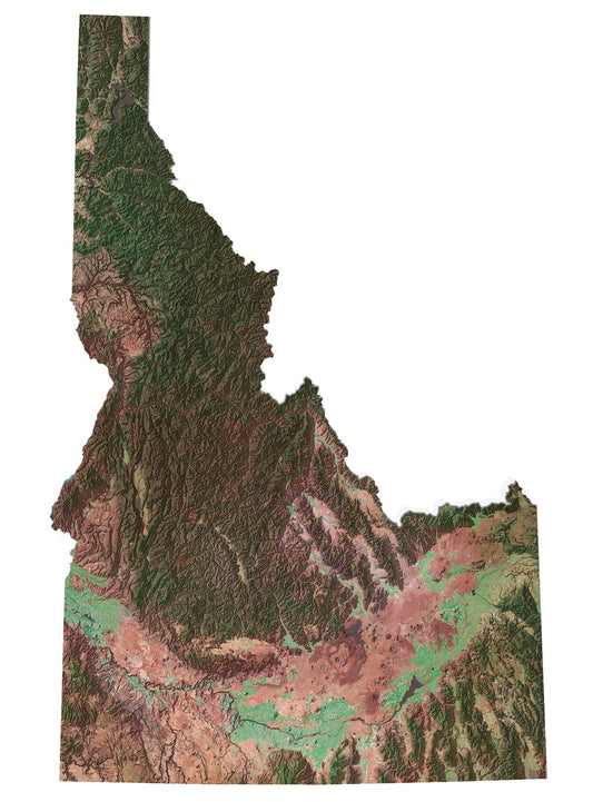Idaho Satellite Map Glossy Poster Picture Photo Print Banner  Conversationprints