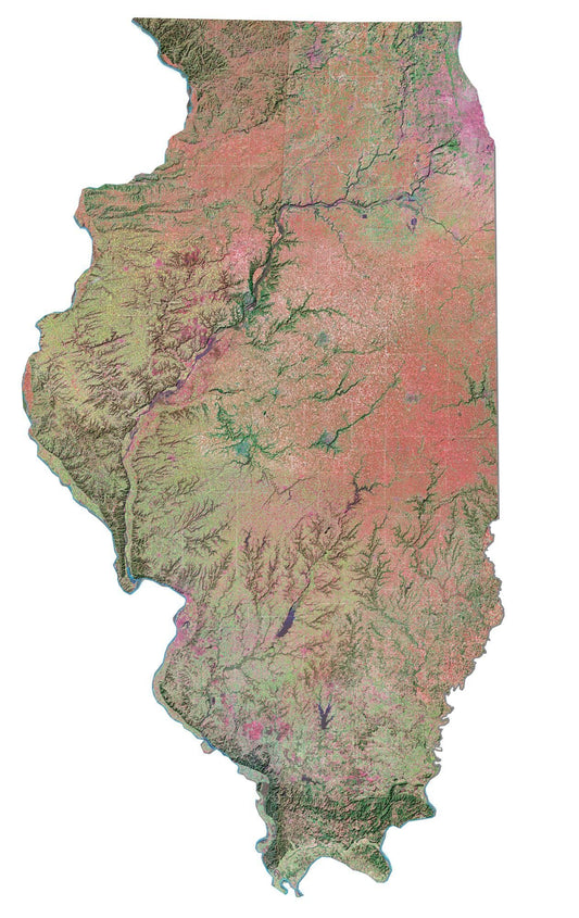 Illinois Satellite Map Glossy Poster Picture Photo Print Banner  Conversationprints