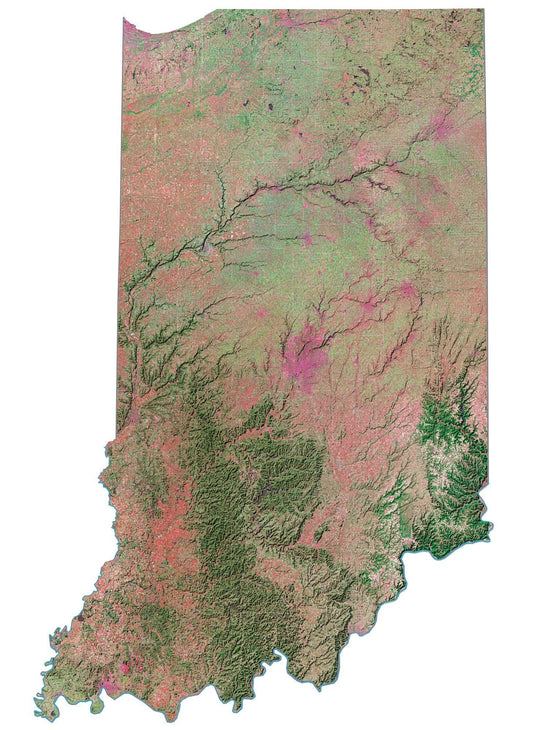 Indiana Satellite Map Glossy Poster Picture Photo Print Banner  Conversationprints