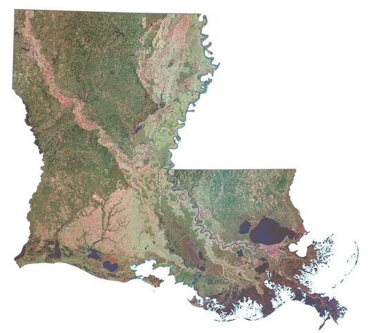 Louisiana Satellite Map Glossy Poster Picture Photo Print Banner  Conversationprints