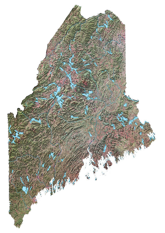 Maine Satellite Map Glossy Poster Picture Photo Print Banner  Conversationprints