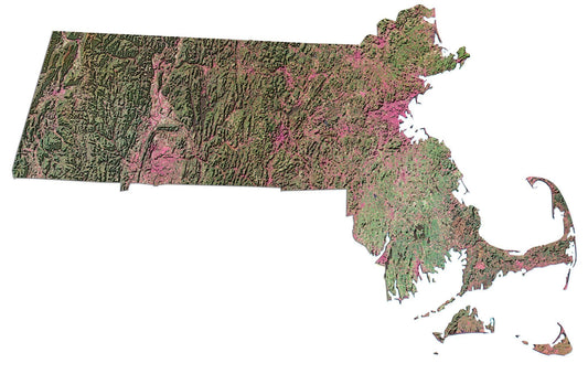 Massachusetts Satellite Map Glossy Poster Picture Photo Print Banner  Conversationprints