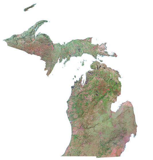 Michigan Satellite Map Glossy Poster Picture Photo Print Banner  Conversationprints