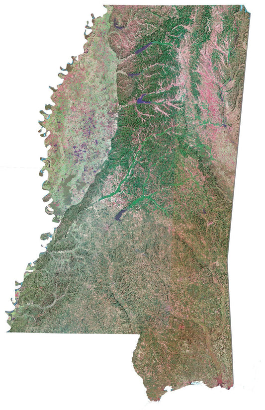 Mississippi Satellite Map Glossy Poster Picture Photo Print Banner  Conversationprints