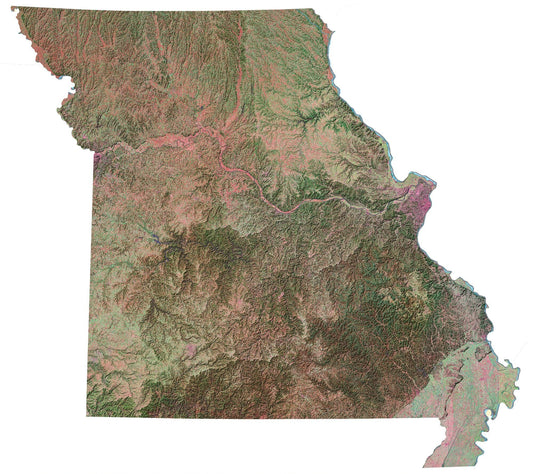 Missouri Satellite Map Glossy Poster Picture Photo Print Banner  Conversationprints