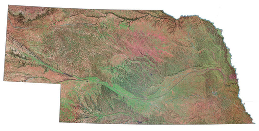Nebraska Satellite Map Glossy Poster Picture Photo Print Banner  Conversationprints