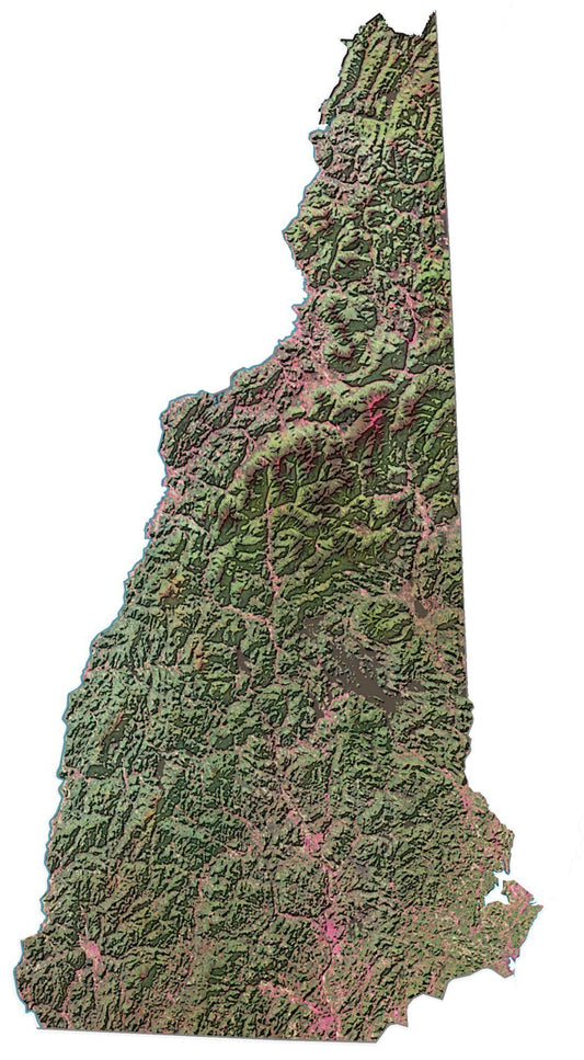 New Hampshire Satellite Map Glossy Poster Picture Photo Print Banner  Conversationprints