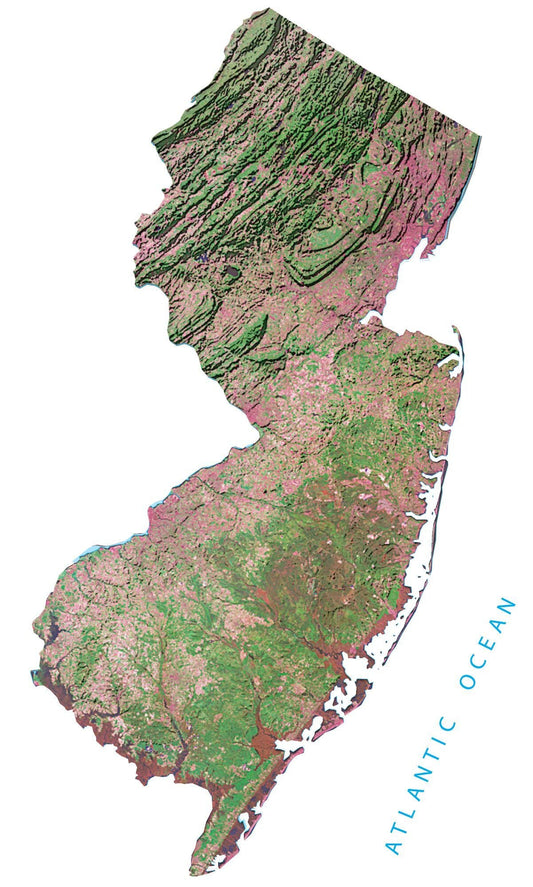 New Jersey Satellite Map Glossy Poster Picture Photo Print Banner  Conversationprints