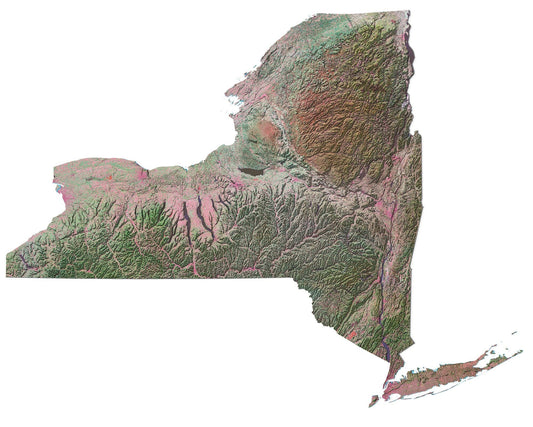 New York Satellite Map Glossy Poster Picture Photo Print Banner  Conversationprints