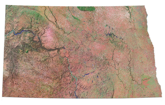 North Dakota Satellite Map Glossy Poster Picture Photo Print Banner  Conversationprints