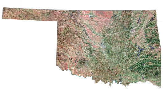Oklahoma Satellite Map Glossy Poster Picture Photo Print Banner  Conversationprints