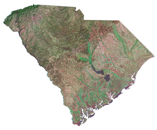 South Carolina Satellite Map Glossy Poster Picture Photo Print Banner  Conversationprints