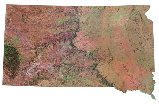 South Dakota Satellite Map Glossy Poster Picture Photo Print Banner  Conversationprints