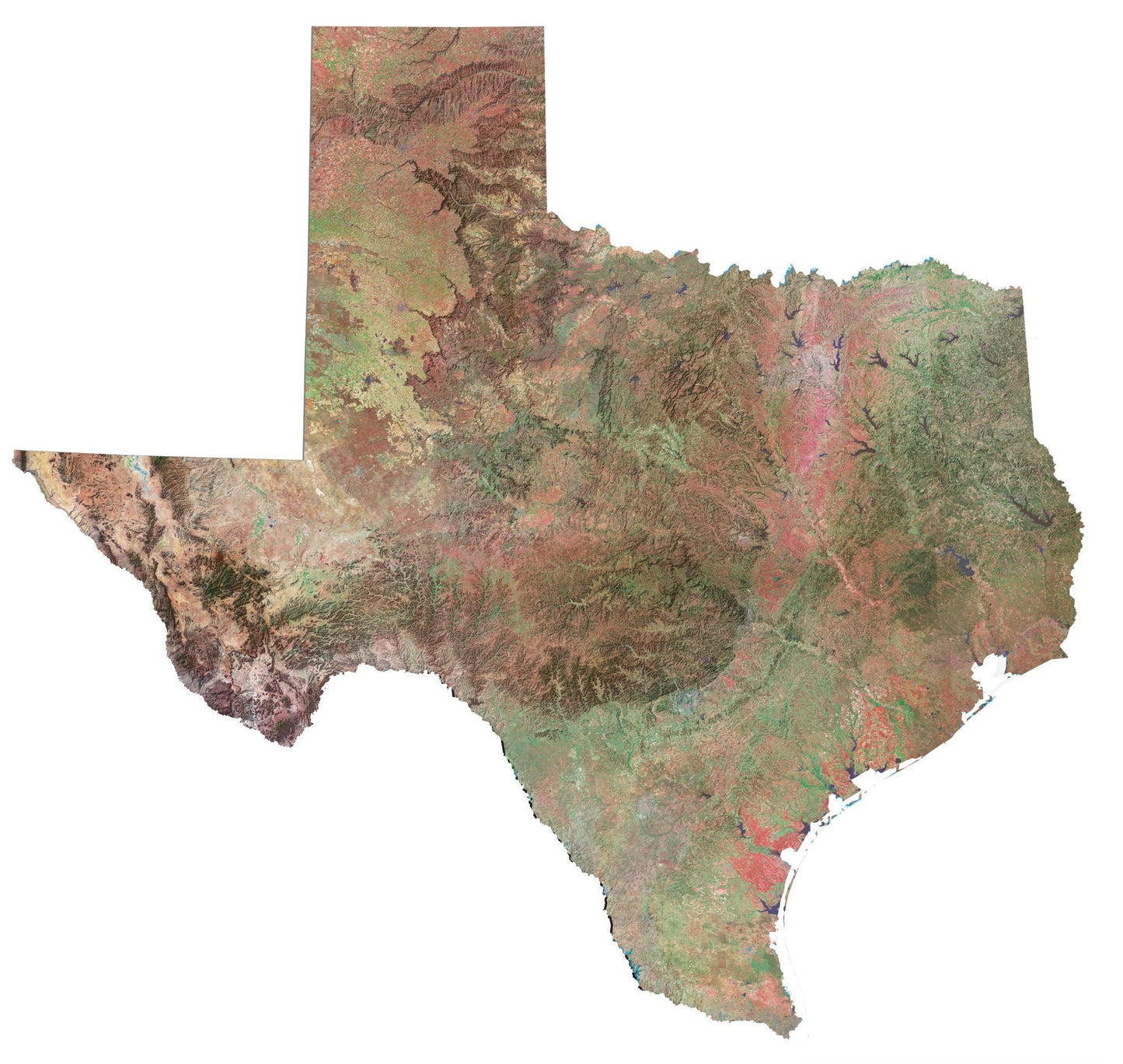 Texas Satellite Map Glossy Poster Picture Photo Print Banner  Conversationprints