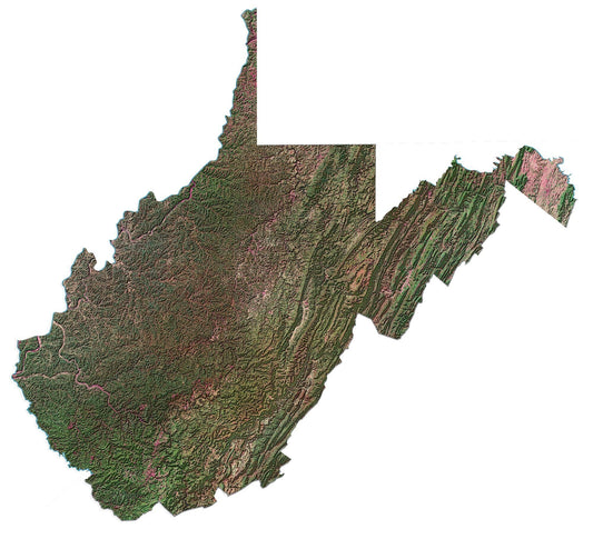 West Virginia Satellite Map Glossy Poster Picture Photo Print Banner  Conversationprints