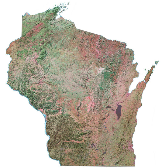 Wisconsin Satellite Map Glossy Poster Picture Photo Print Banner  Conversationprints