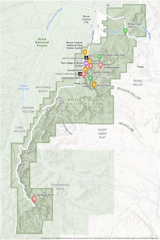 Bryce Canon National Park Map Glossy Poster Picture Photo Print Banner  Conversationprints