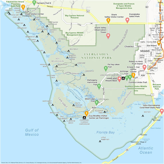 Everglades National Park Map Glossy Poster Picture Photo Print Banner  Conversationprints