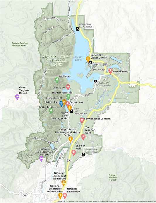 Grand Teton National Park Map Glossy Poster Picture Photo Print Banner  Conversationprints
