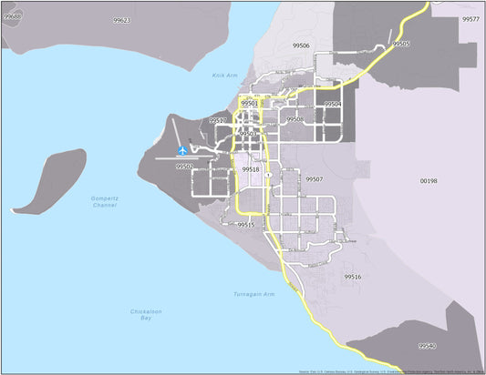 Anchorage Zip Code Map Glossy Poster Picture Photo Print Banner  Conversationprints