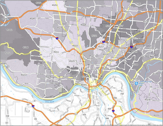 Cincinnati Zip Code Map Glossy Poster Picture Photo Print Banner  Conversationprints