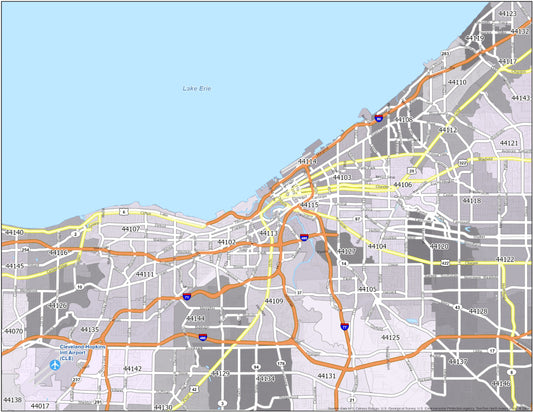 Cleveland Zip Code Map Glossy Poster Picture Photo Print Banner  Conversationprints