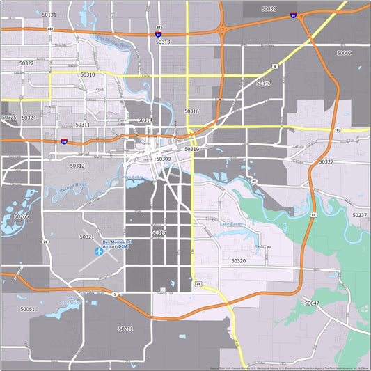 Des Moines Zip Code Map Glossy Poster Picture Photo Print Banner  Conversationprints
