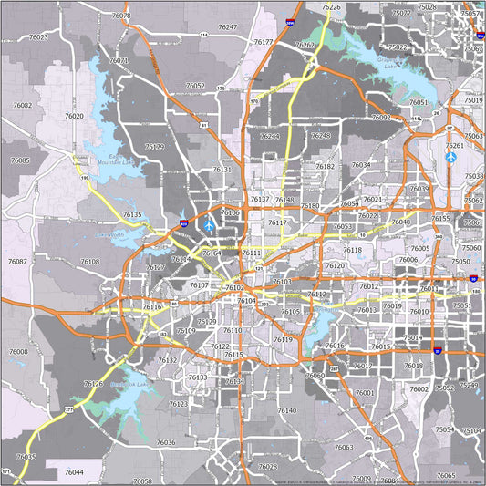 Fort Worth Zip Code Map Glossy Poster Picture Photo Print Banner  Conversationprints