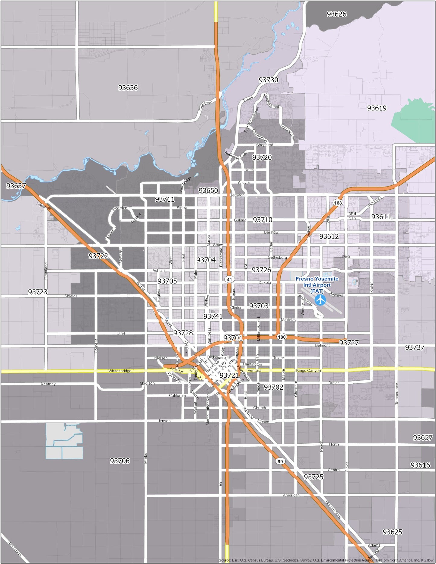 Fresno Zip Code Map Glossy Poster Picture Photo Print Banner  Conversationprints
