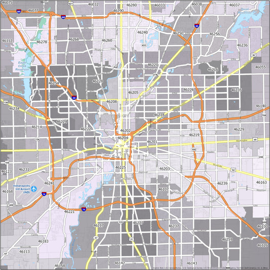 Indianapolis Zip Code Map Glossy Poster Picture Photo Print Banner  Conversationprints