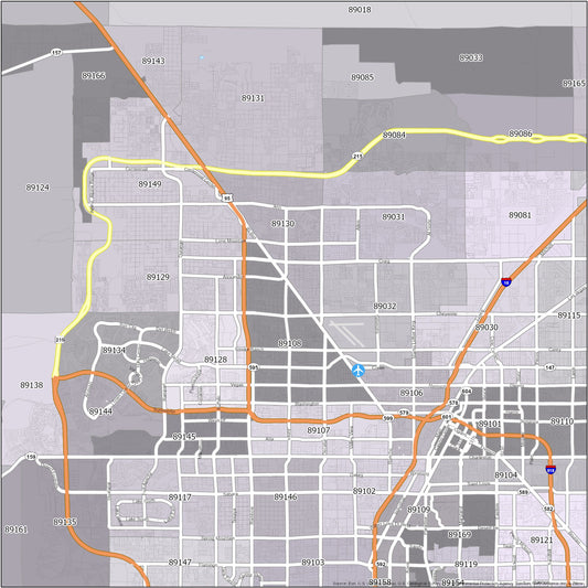 Las Vegas Zip Code Map Glossy Poster Picture Photo Print Banner  Conversationprints