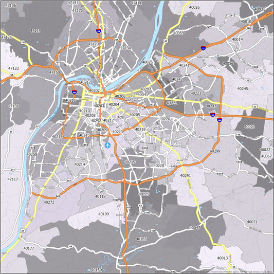 Louisville Zip Code Map Glossy Poster Picture Photo Print Banner  Conversationprints