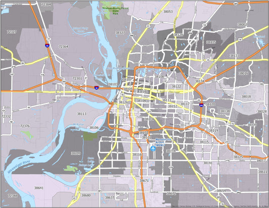 Memphis Zip Code Map Glossy Poster Picture Photo Print Banner  Conversationprints