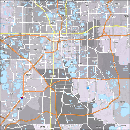 Orlando Zip Code Map Glossy Poster Picture Photo Print Banner  Conversationprints