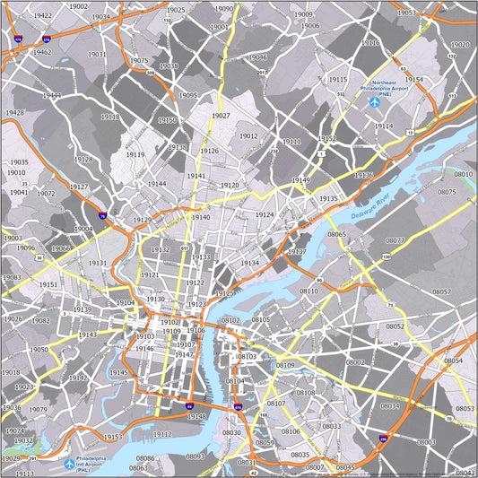 Philadelphia Zip Code Map Glossy Poster Picture Photo Print Banner  Conversationprints