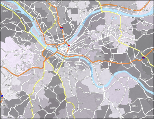 Pittsburgh Zip Code Map Glossy Poster Picture Photo Print Banner  Conversationprints