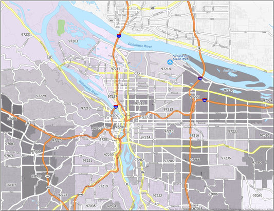 Portland Zip Code Map Glossy Poster Picture Photo Print Banner  Conversationprints