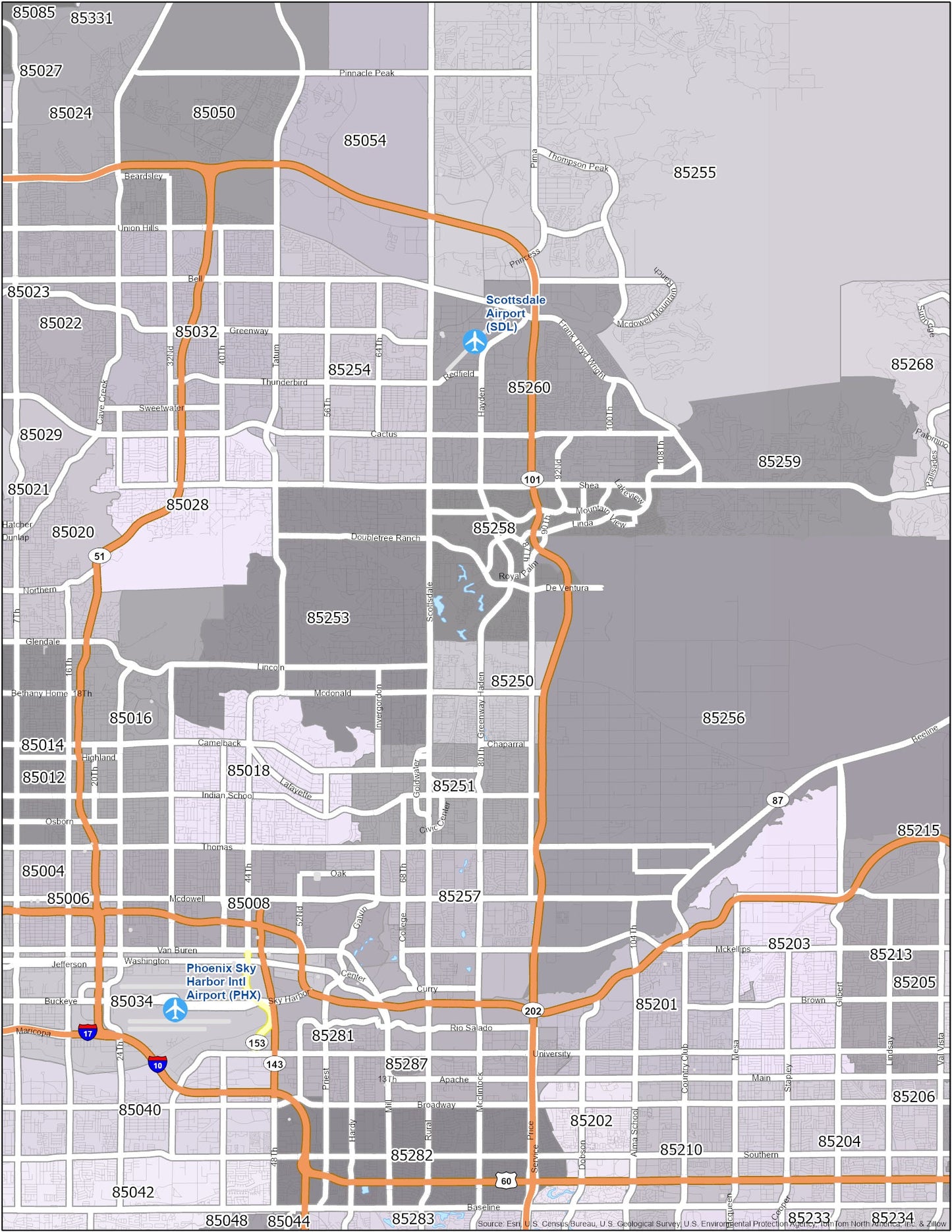 Scottsdale Zip Code Map Glossy Poster Picture Photo Print Banner  Conversationprints