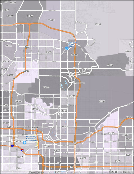 Scottsdale Zip Code Map Glossy Poster Picture Photo Print Banner  Conversationprints