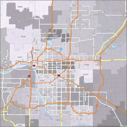 Tulsa Zip Code Map Glossy Poster Picture Photo Print Banner  Conversationprints