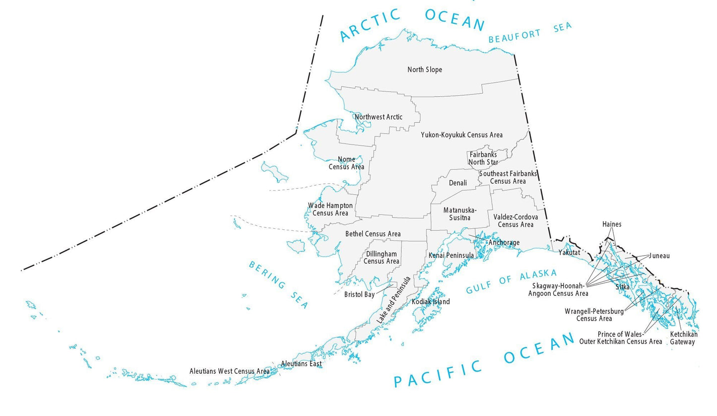 Alaska County Map Glossy Poster Picture Photo Print Banner  Conversationprints