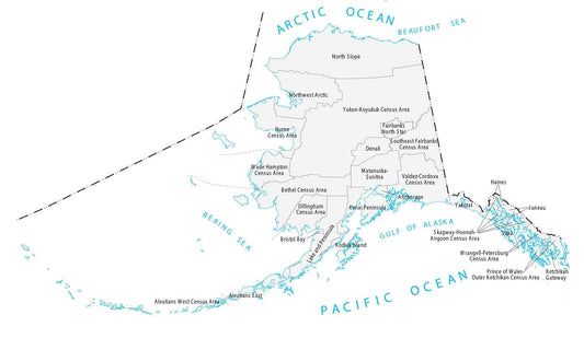 Alaska County Map Glossy Poster Picture Photo Print Banner  Conversationprints
