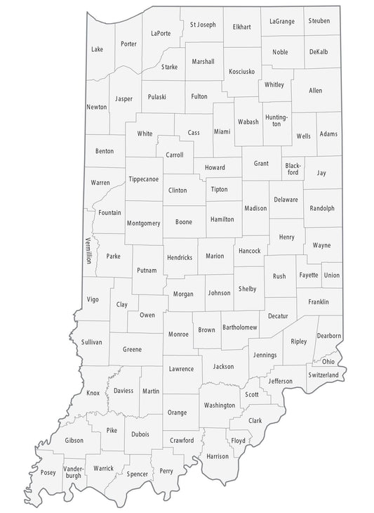 Indiana County Map Glossy Poster Picture Photo Print Banner  Conversationprints