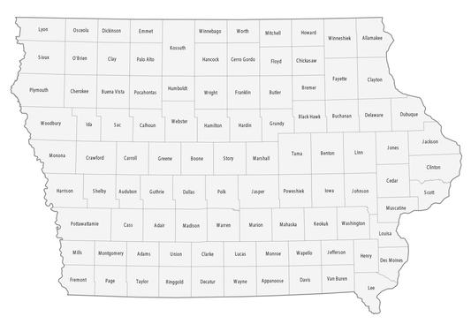 Iowa County Map Glossy Poster Picture Photo Print Banner  Conversationprints