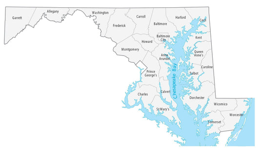 Maryland County Map Glossy Poster Picture Photo Print Banner  Conversationprints