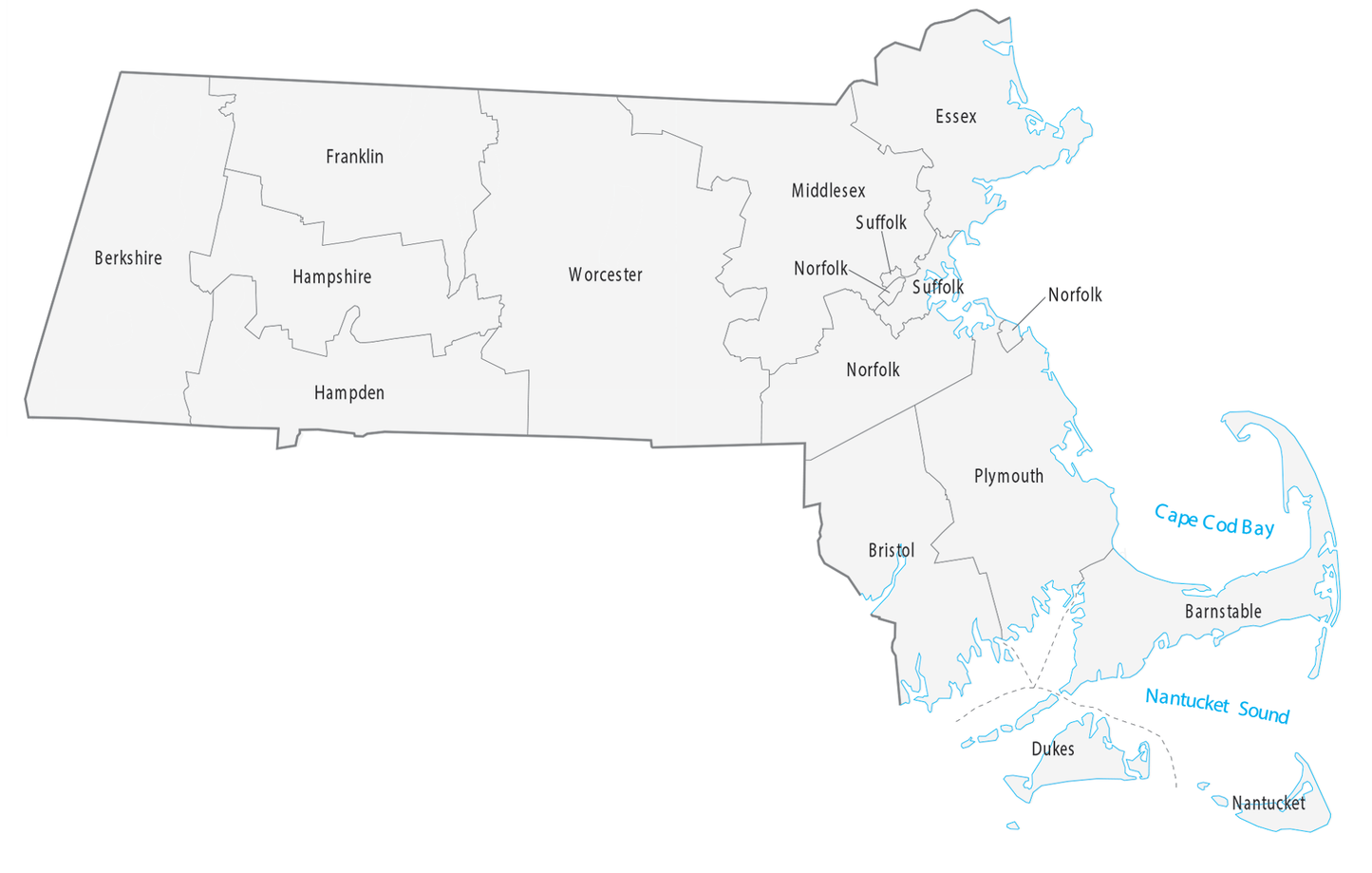 Massachusetts County Map Glossy Poster Picture Photo Print Banner  Conversationprints