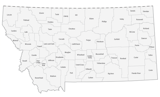 Montana County Map Glossy Poster Picture Photo Print Banner  Conversationprints